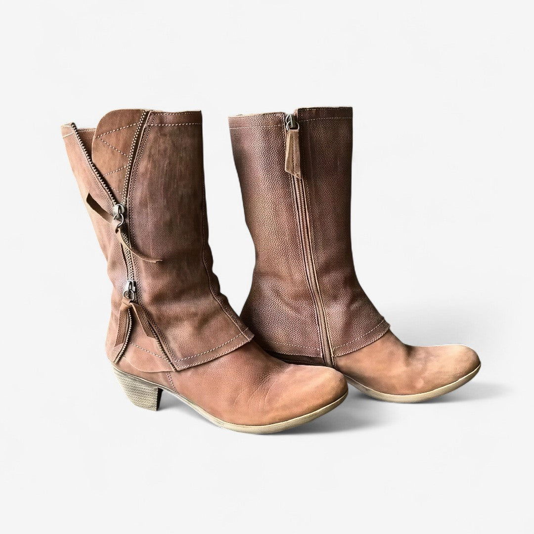 Natalia | Botas altas de mujer marrones con cremallera